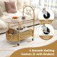 2-Tier Mobile Glass Coffee Table with Bear Pattern