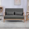 Leisure Chair with Solid Wood Armrest and Feet, Mid-Century Modern Accent Sofa,2 seat