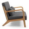 Leisure Chair with Solid Wood Armrest and Feet, Mid-Century Modern Accent Sofa,2 seat