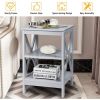 3-Tier X-Design Nightstands with Storage Shelves for Living Room Bedroom