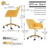 Modern Velvet Adjustable Height 360 Revolving Home Office Chair With Gold Metal Legs And Universal Wheel For Indoor