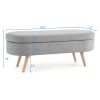 Ottoman Oval Storage Bench,Rubber Wood Legs