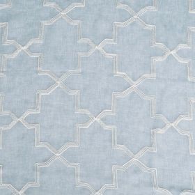 Embroidered Quatrefoil Semi Sheer 2 Piece Curtain Panel Set (Color: Light Blue, size: 52" X 108")