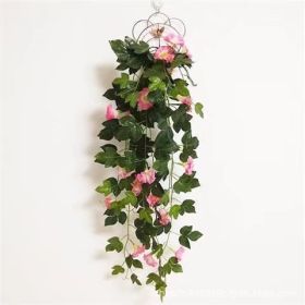 Simulation Plant Morning Glory Ratten For Wall Hanging Decoration (Color: Pink)