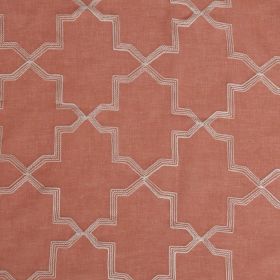 Embroidered Quatrefoil Semi Sheer 2 Piece Curtain Panel Set (Color: Rust, size: 52" X 96")